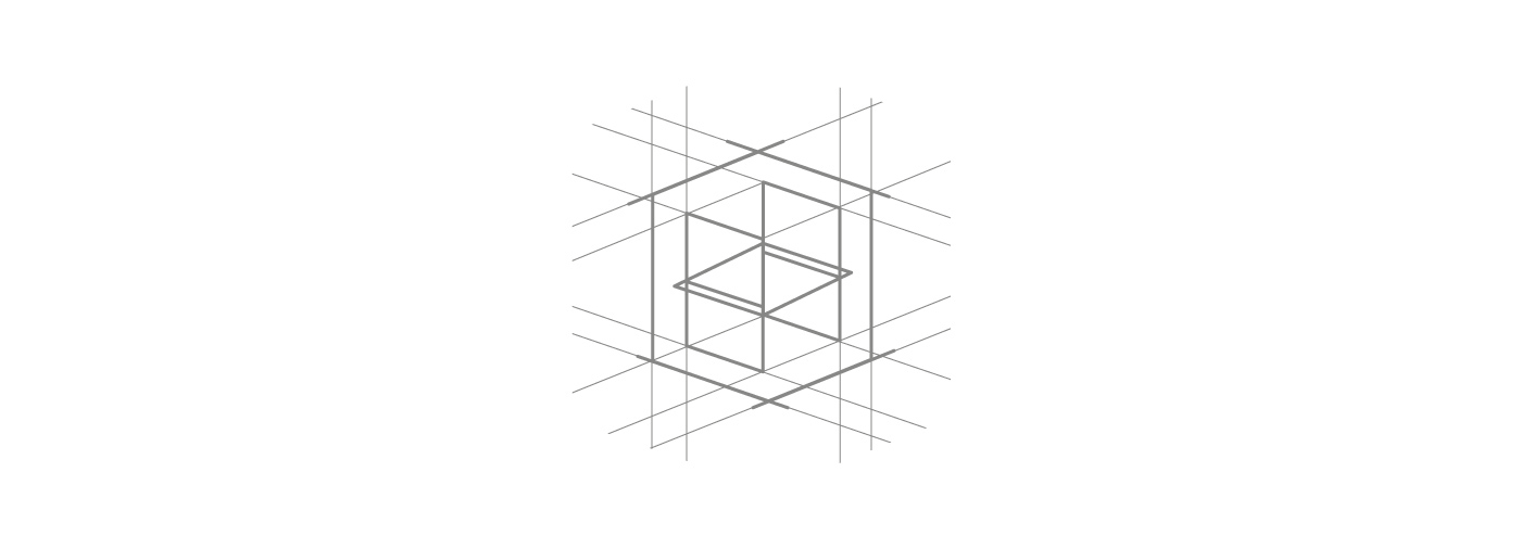 gif illustrant la construction du logotype de quaternion. Logo créé par Superfruit