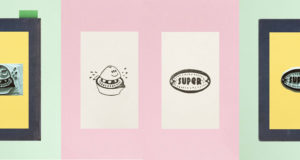 Photo du blog, visuels des deux tampons dessinés par Superfruit et fabriqués par Roser imprimés sur papier. Presse agrume et super pastèque