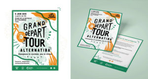 Post blog pour l'article du Tour Alternatiba, affiche et flyer par Superfruit.