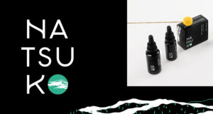 Logotype et packagings des soins naturels Natsuko : savons et flacon d'huiles, sérums
