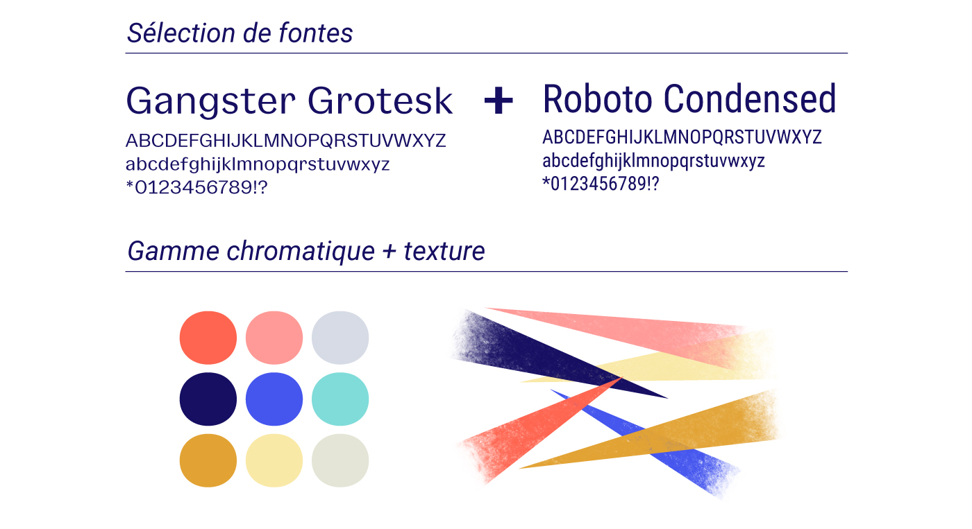 ensemble de fontes et couleurs utilisées pour l'identité de studio Dichro