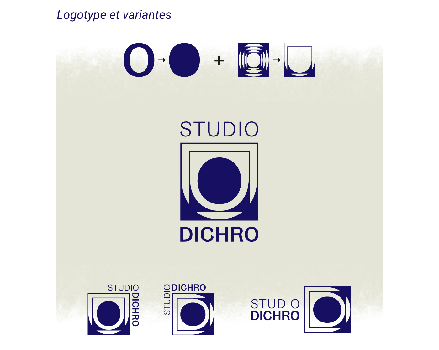 logotype du Studio Dichro, principe de construction et variantes
